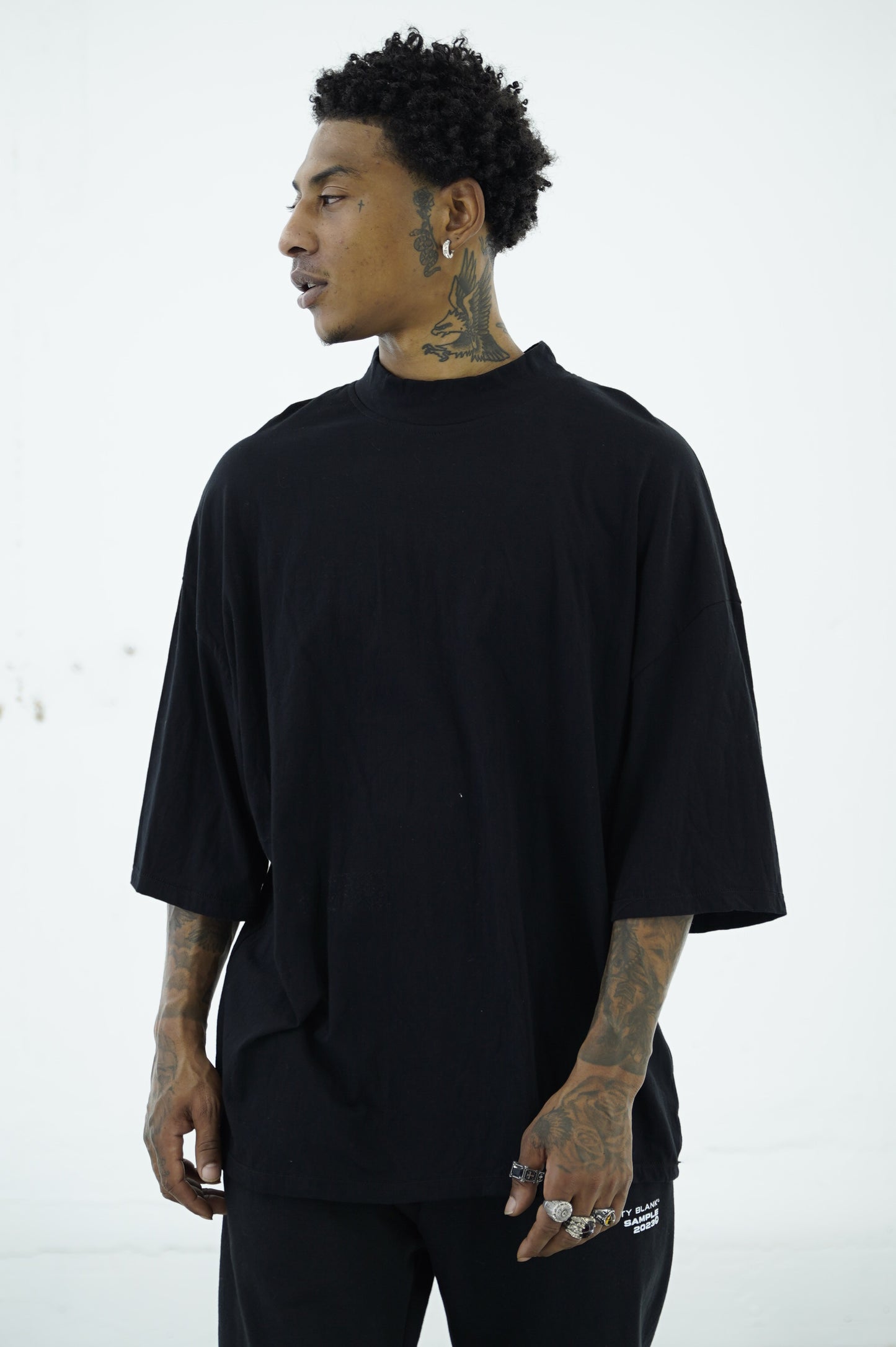 Box Tee - Mock Neck - Black